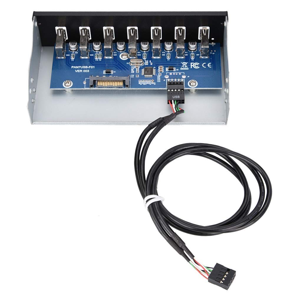 Fosa Unidad óptica del Panel Frontal, concentrador USB del Panel Frontal USB2.0 de 7 Puertos |9pin |Transmisión de Datos sin pérdida para Caja de computadora de 5.25 '