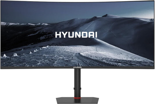 HYUNDAI View 34” Gaming Monitor Curvo R1000, 3440x1440p, 180Hz, 1ms (MPRT), GTG 4ms, OD 4ms, HDMI x2, DP x2, HDMI Incluido - Negro