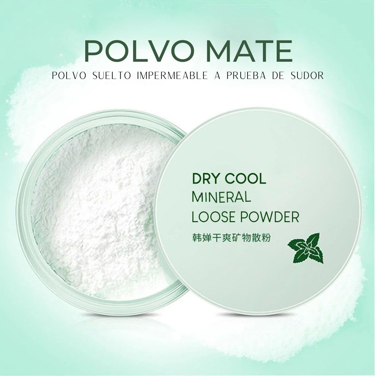 UNIVERSOENLÍNEA.COM | Polvo Mineral Suelto No-Sebum Control de Aceite con Extracto de Menta + Esponja Puff de Regalo | Fijador Ligero, Acabado Mate y Natural
