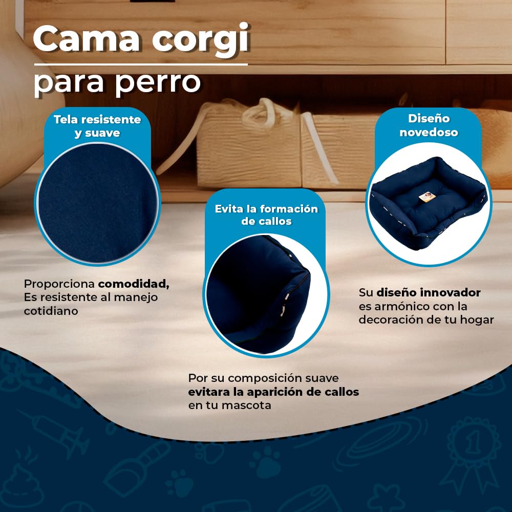Fancy Pets Cama Corgi para Perro Color Azul Marino