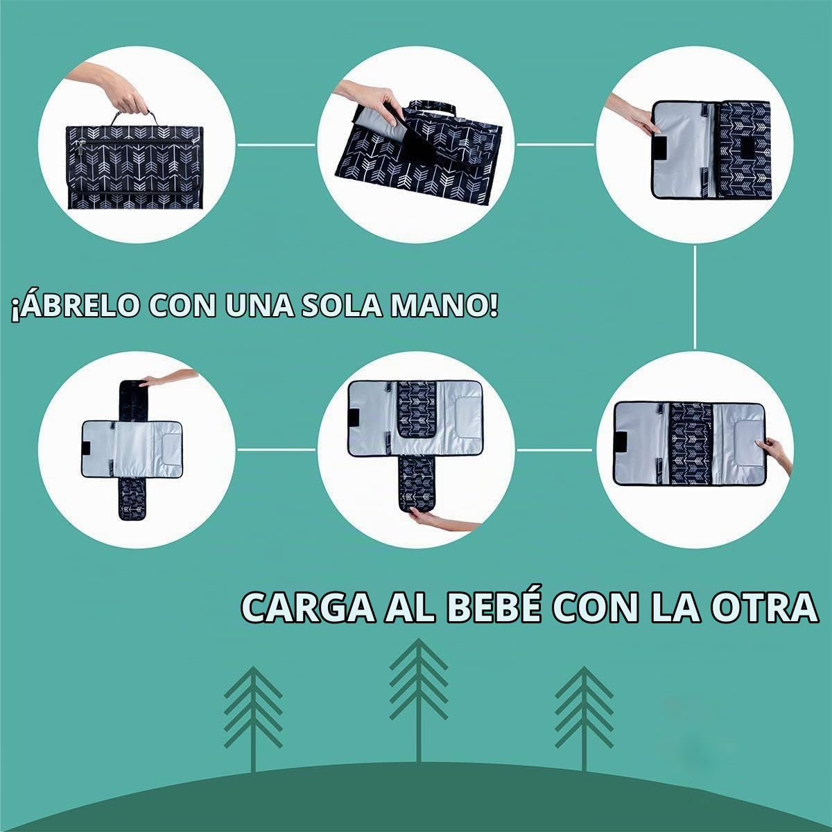 Cambiador portátil para bebé Almohadilla para Cambiar bebés, Bolsa de pañales o Cambiador de Mesa, Regalos para Baby Shower, Almohadilla para Cambiar pañales con una Mano