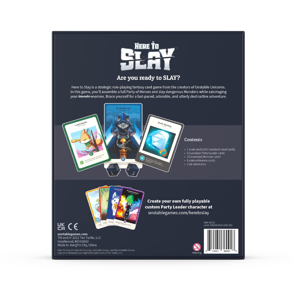 TeeTurtle Juego Base Here to Slay - de los Creadores de Unstable Unicorns - Un Juego de Cartas estratégico para Adolescentes y Adultos