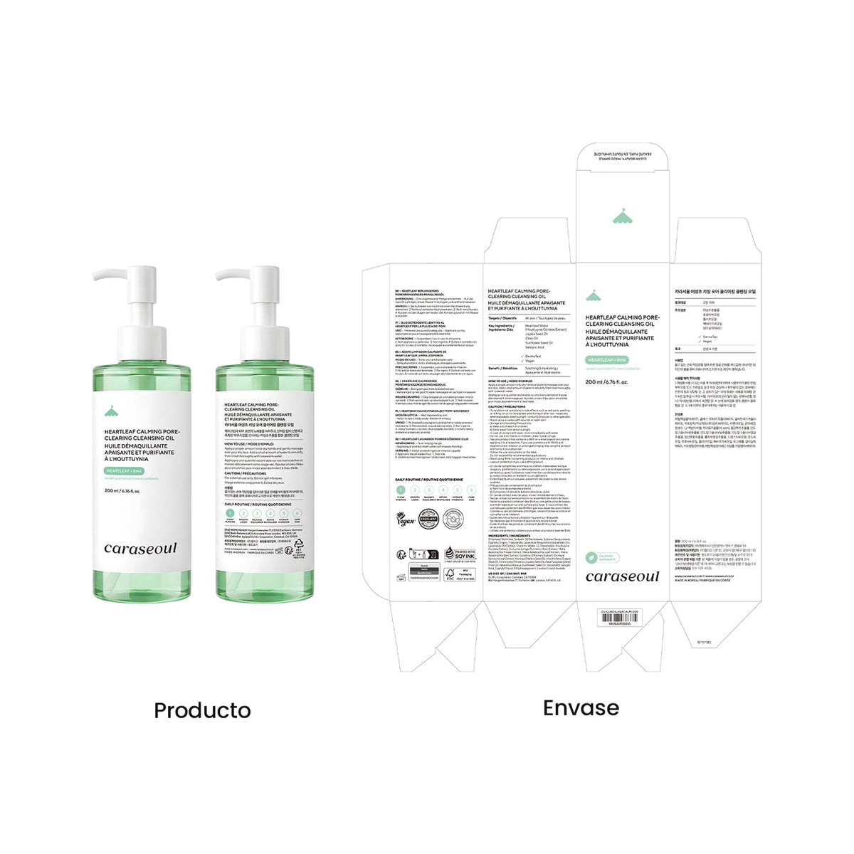 caraseoul Heartleaf Aceite Limpiador Calmante y Desmaquillante (200ml)