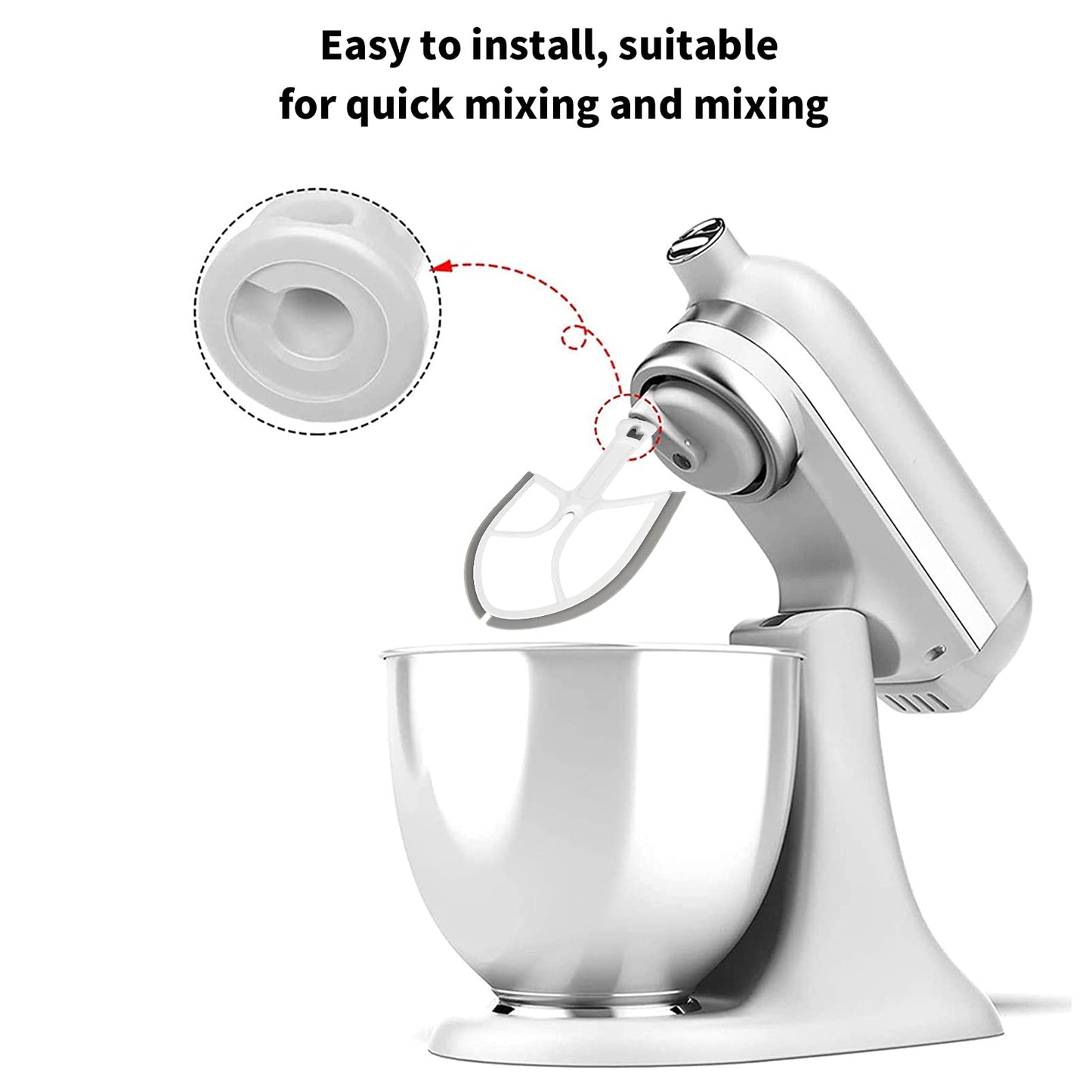 Batidora de Borde Flexible para Kitchenaid, Cabezal Inclinable para Batidora de Pie con Elevador de Tazón 5QT Batidora, Repuesto de Batidora de Mano, Cabezal para Mezcladora de Cocina
