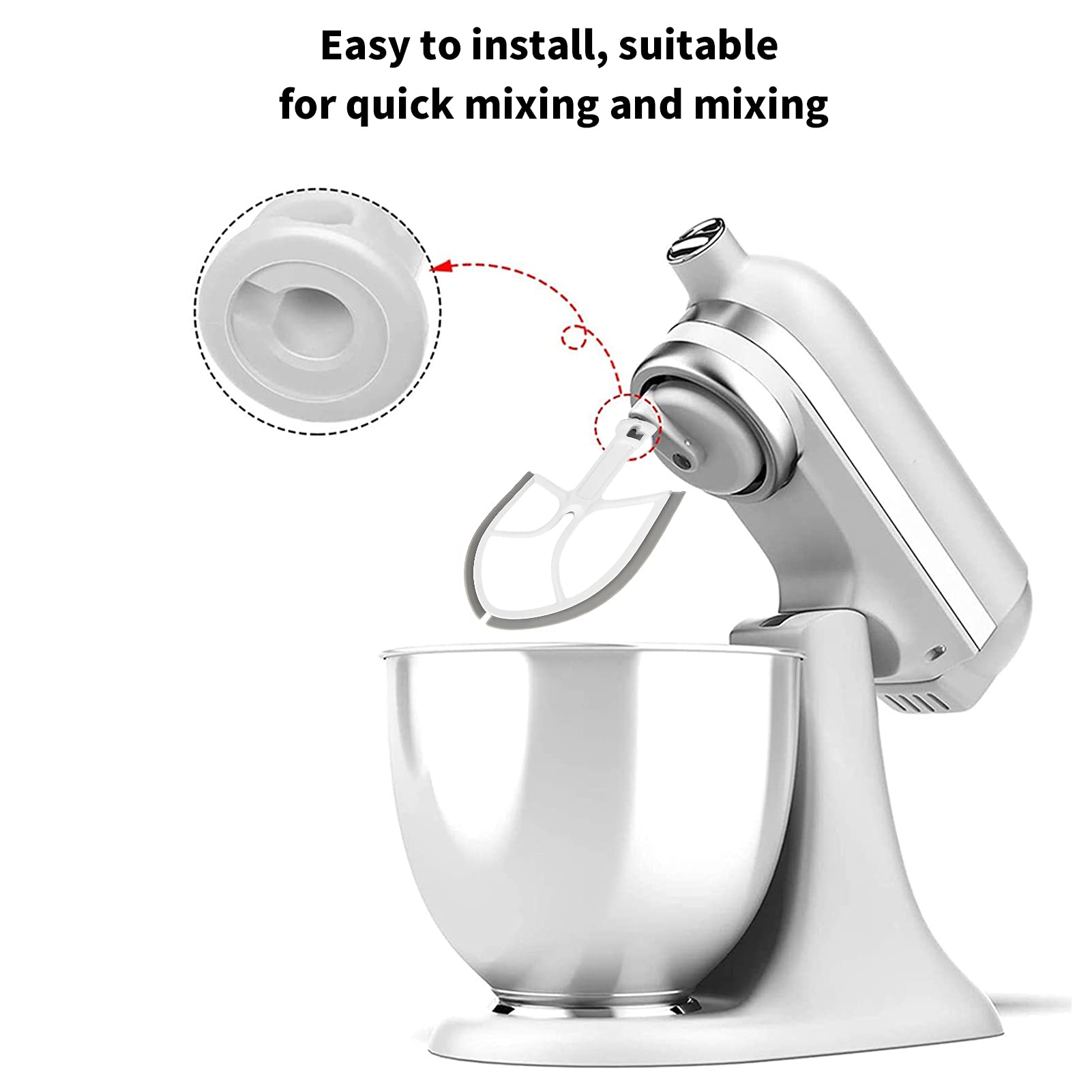 Batidora de Borde Flexible para Kitchenaid, Cabezal Inclinable para Batidora de Pie con Elevador de Tazón 5QT Batidora, Repuesto de Batidora de Mano, Cabezal para Mezcladora de Cocina