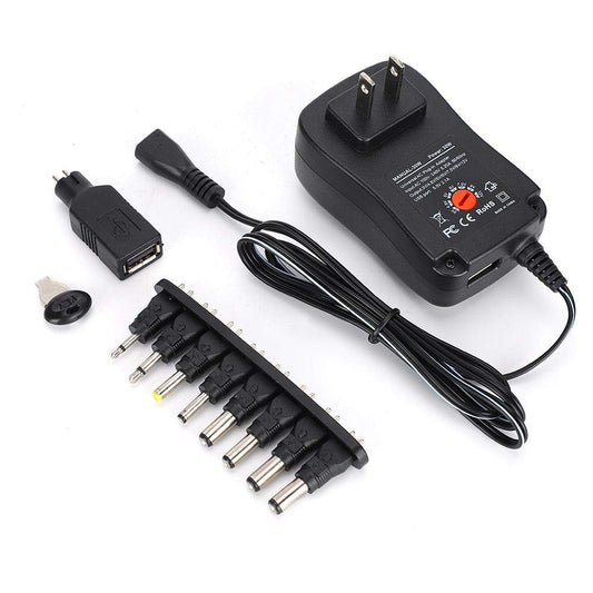 ASHATA Universal 3V 4.5V 5V 6V 7.5V 9V 12V AC DC Power Adapter, 30W Adaptador de Fuente de alimentación con 9Pcs DC Connector 2.1A Salida, para Pantalla LED, Equipo de Seguridad, Mini TV(Nosotros)
