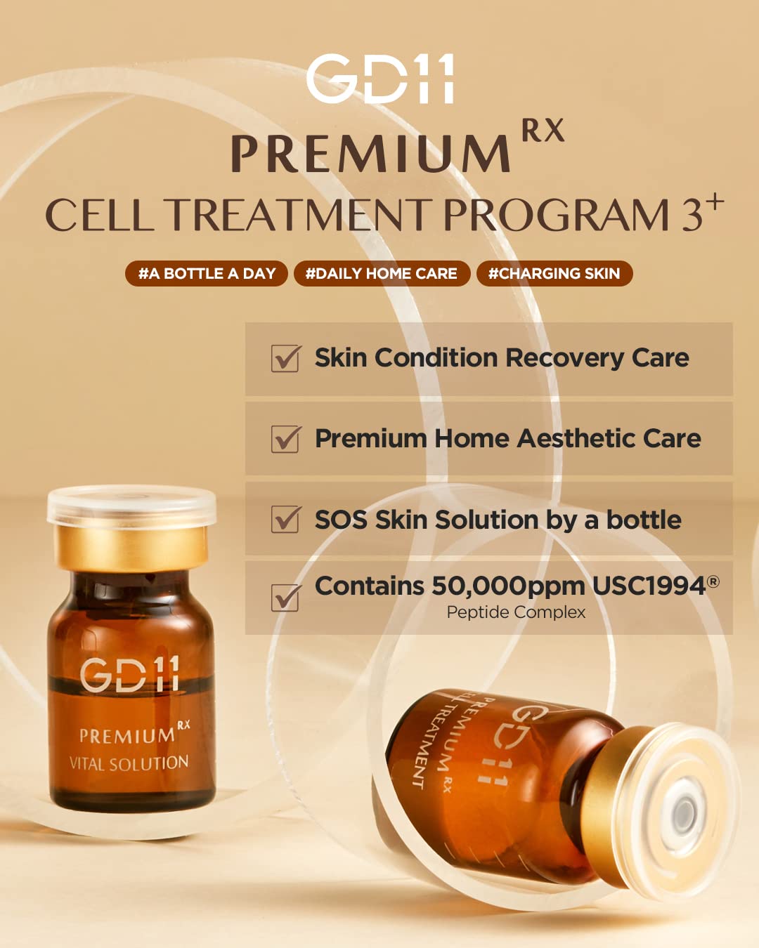 GD11- Tratamiento de exosomas celulares Premium Rx | Set de cuidado de la piel estético para el hogar Premium para suero regenerador de la piel