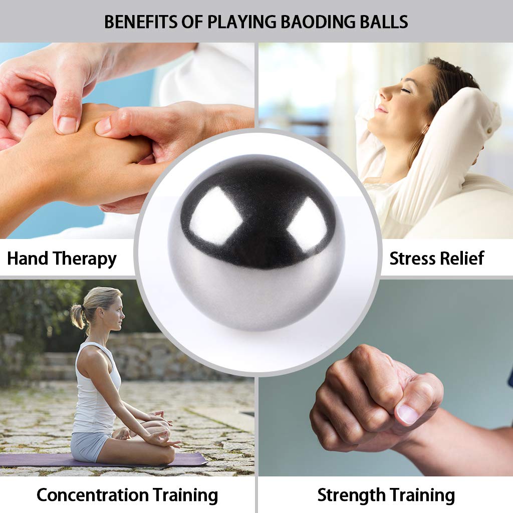 Bolas de Acero Inoxidable MDLUU Plata para Meditación y Alivio del Estrés