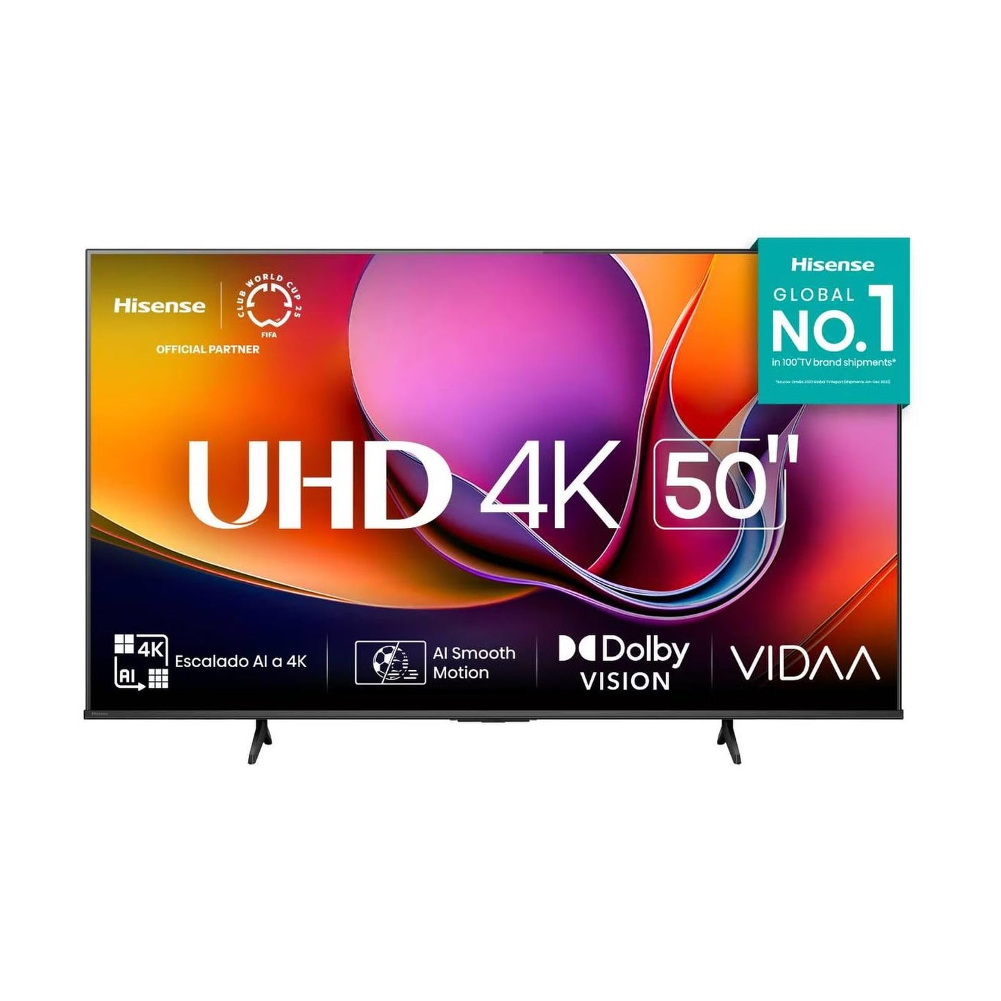 Televisión Pantalla 50 Pulgadas Hisense Smart TV 4K UHD, AI Smooth Motion, Dolby Vision, Color Negro Modleo 50A65NV