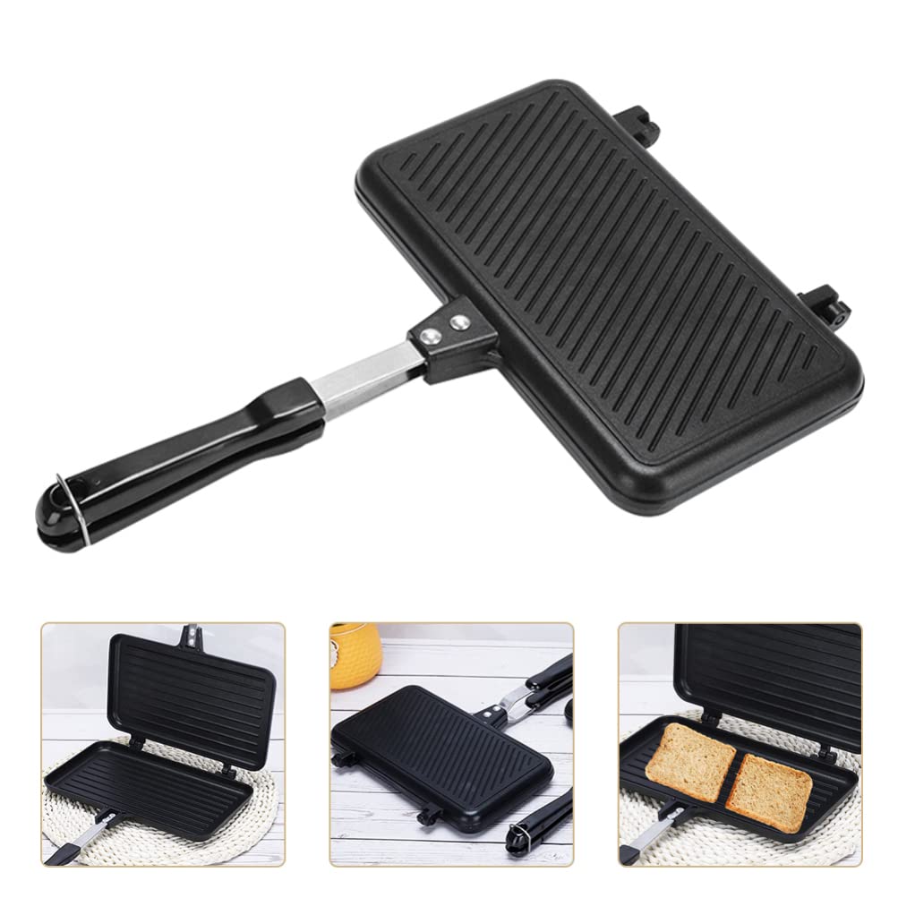 Hemoton Sartén para hornear sándwich de aluminio antiadherente para tortillas de doble cara, sartén para sándwiches, sartén para desayuno y cocina