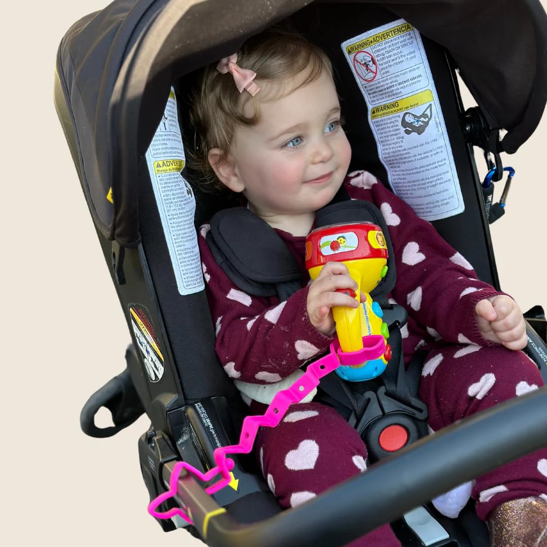 Busy Baby Toy Bungee for Baby Toys - Dishwasher Safe Toy Straps for Baby - Made with 100% Food-Grade Silicone - Pewter