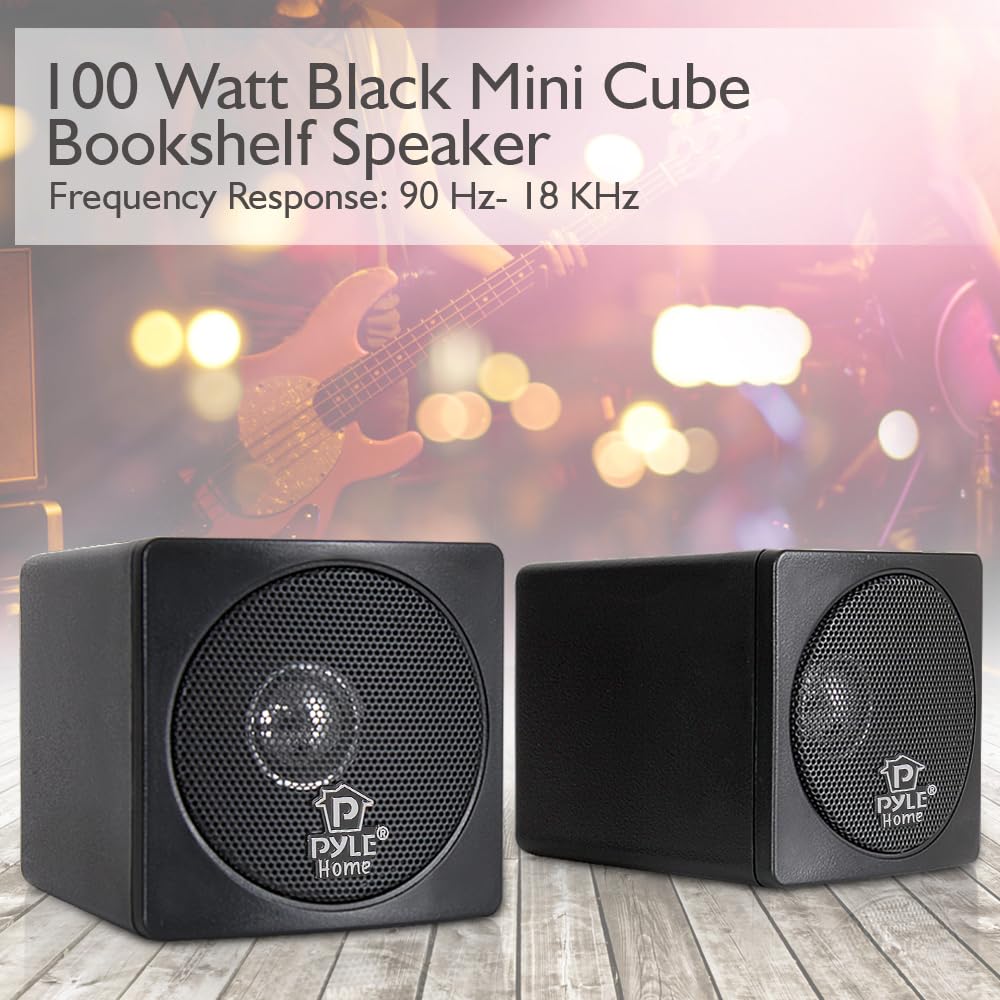 Bocinas Mini Cubo 3 Pulgadas Pyle Home Negro 100 Vatios