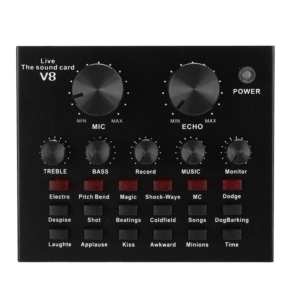 Tarjeta de Sonido V8 Mezclador de Audio portátil Volumen Ajustable