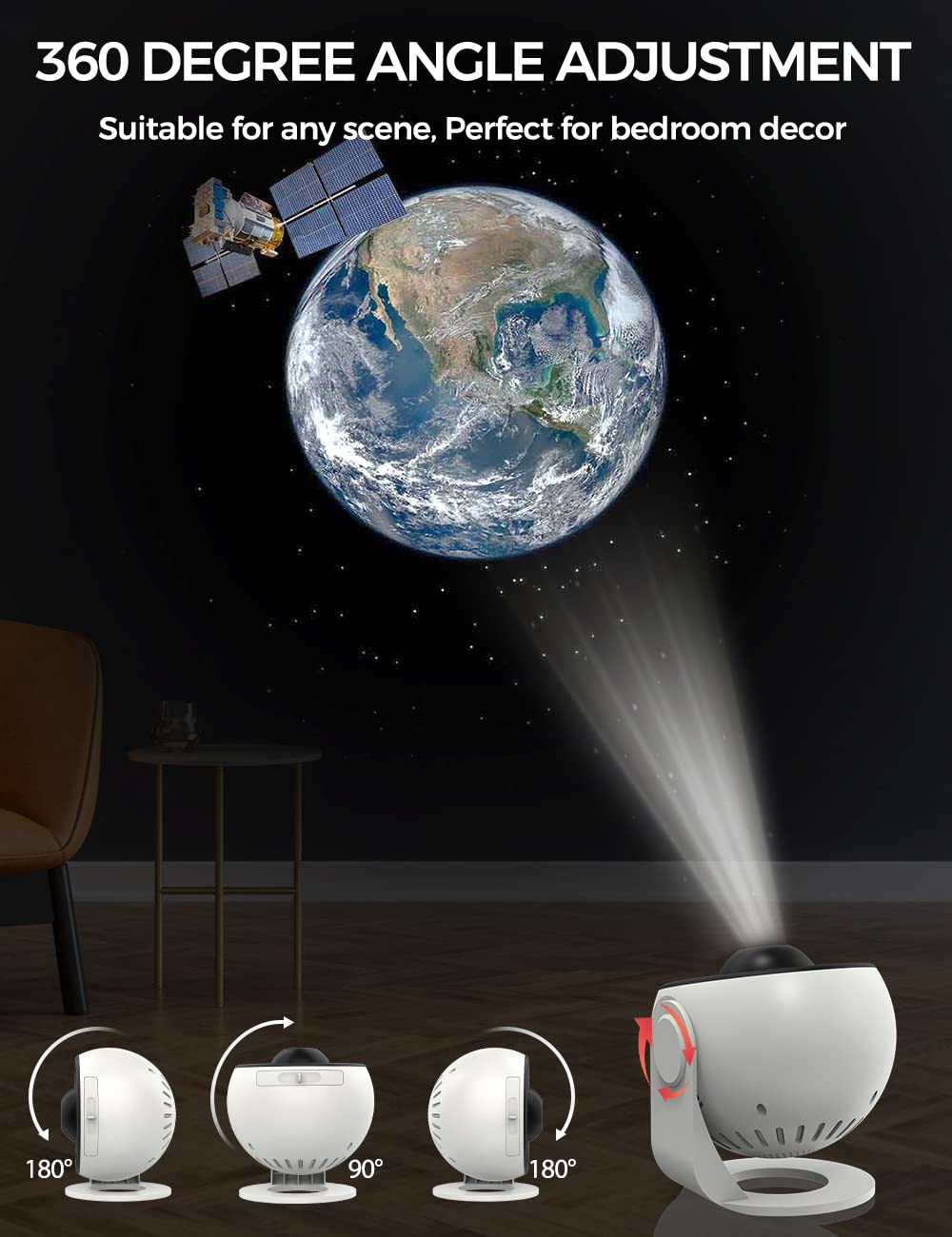 Proyector VanSmaGo Nebulosa Giratoria 360° Estrellada para Decoración de Recámara para Niños