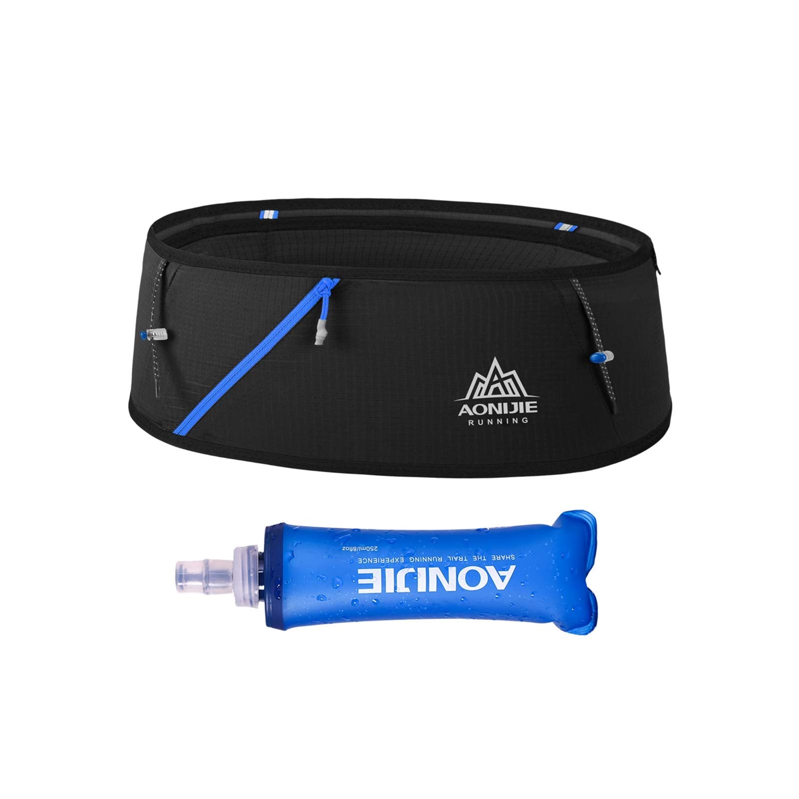 Riñonera Running con Botella de Agua Suave Negro para Mujer M/L