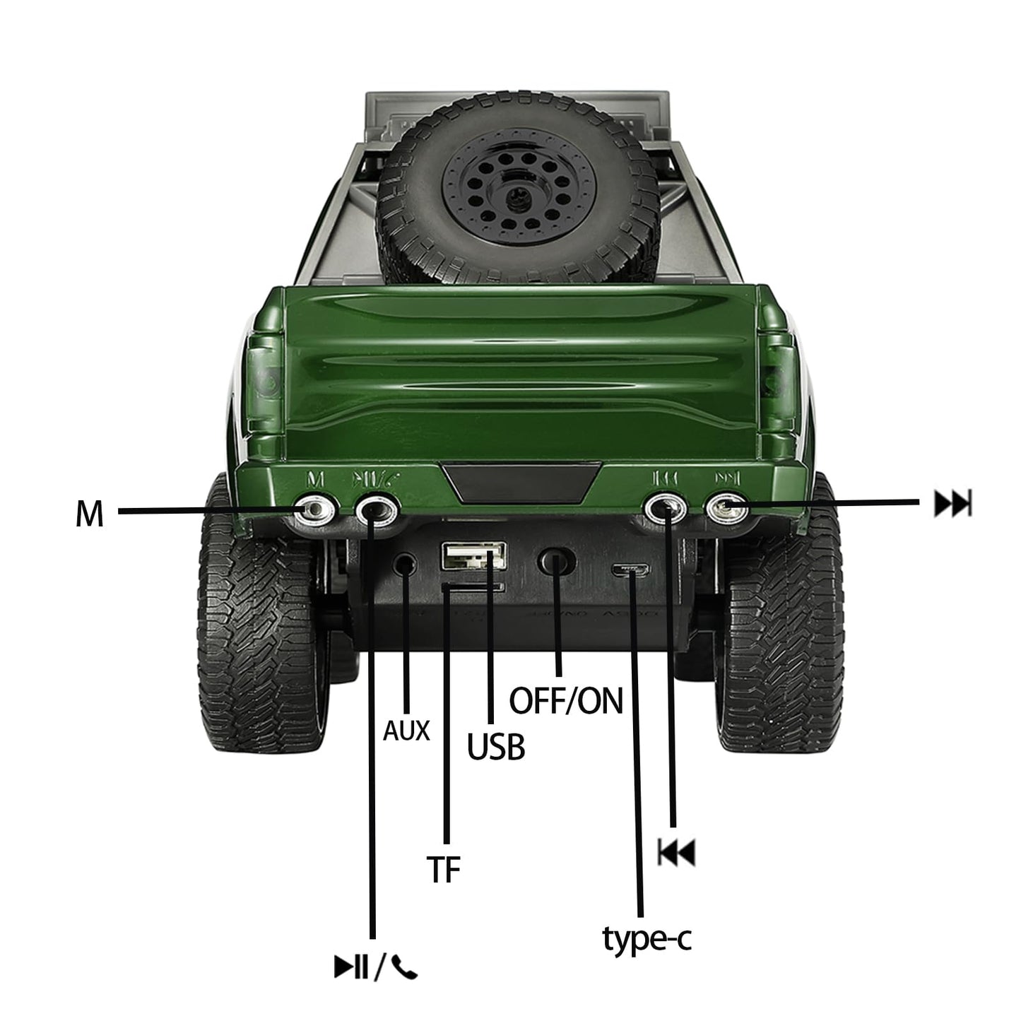WSTER WS-589 - Altavoz Bluetooth para camioneta todoterreno, color verde