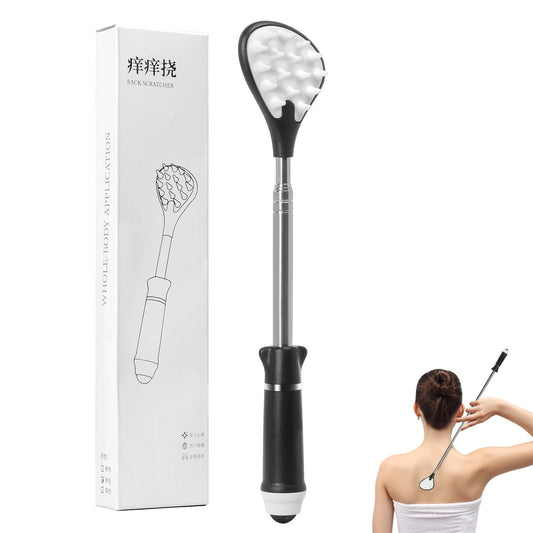 Manita Rascadora Espalda Itchy Scratch Retráctil sin Pedir a Casa Picazón Rascarse la Espalda Artefacto Magnético Cuentas de Masaje Espalda Mayorista, Regalos para la Tercera Edad (Negro)