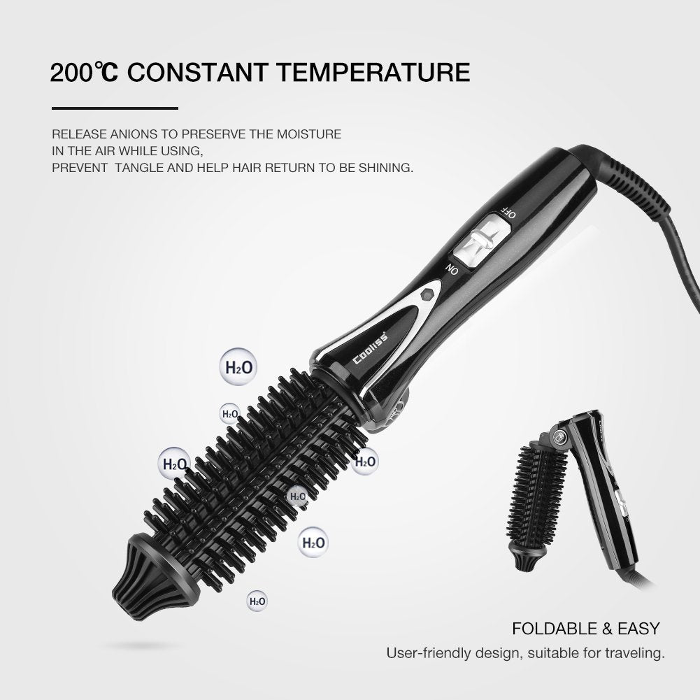 Cepillo Rizador de Pelo Eléctrico con Tecnología Iónica para Cabello Sedoso y Estilo Duradero