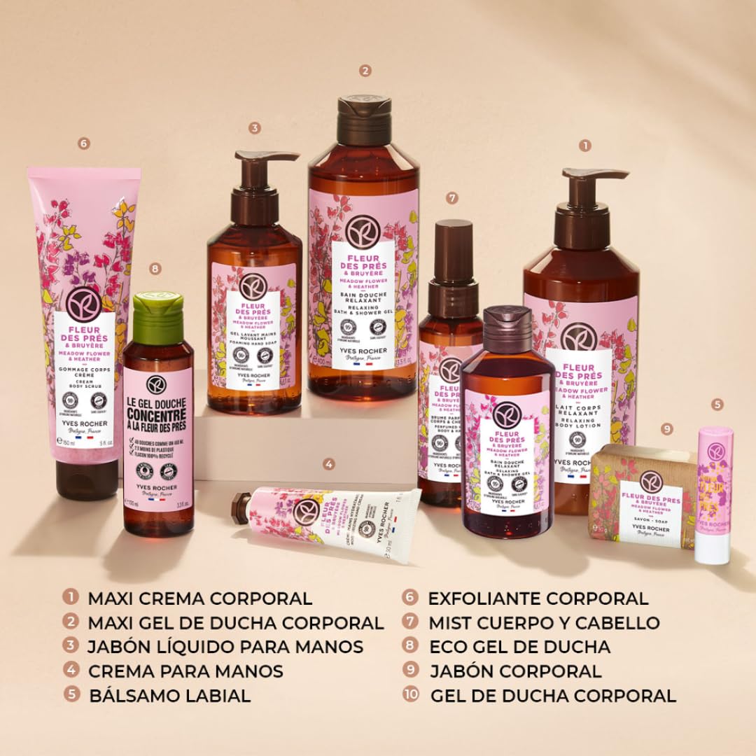 Yves Rocher 4 PACK jabón líquido para manos aromas ENERGIZANTES - ESTIMULANTES: Alga Slavaje + Mango y Cilantro + Frambuesa y Hierbabuena + Flor silvestre (190 ml C/U)