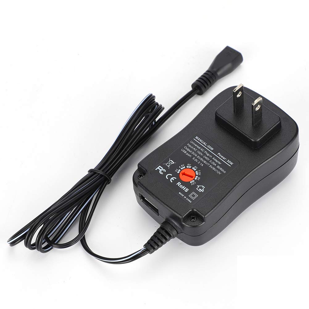 Adaptador de Corriente Universal ASHATA Negro con Conector DC para Pantalla LED y Equipo de Seguridad