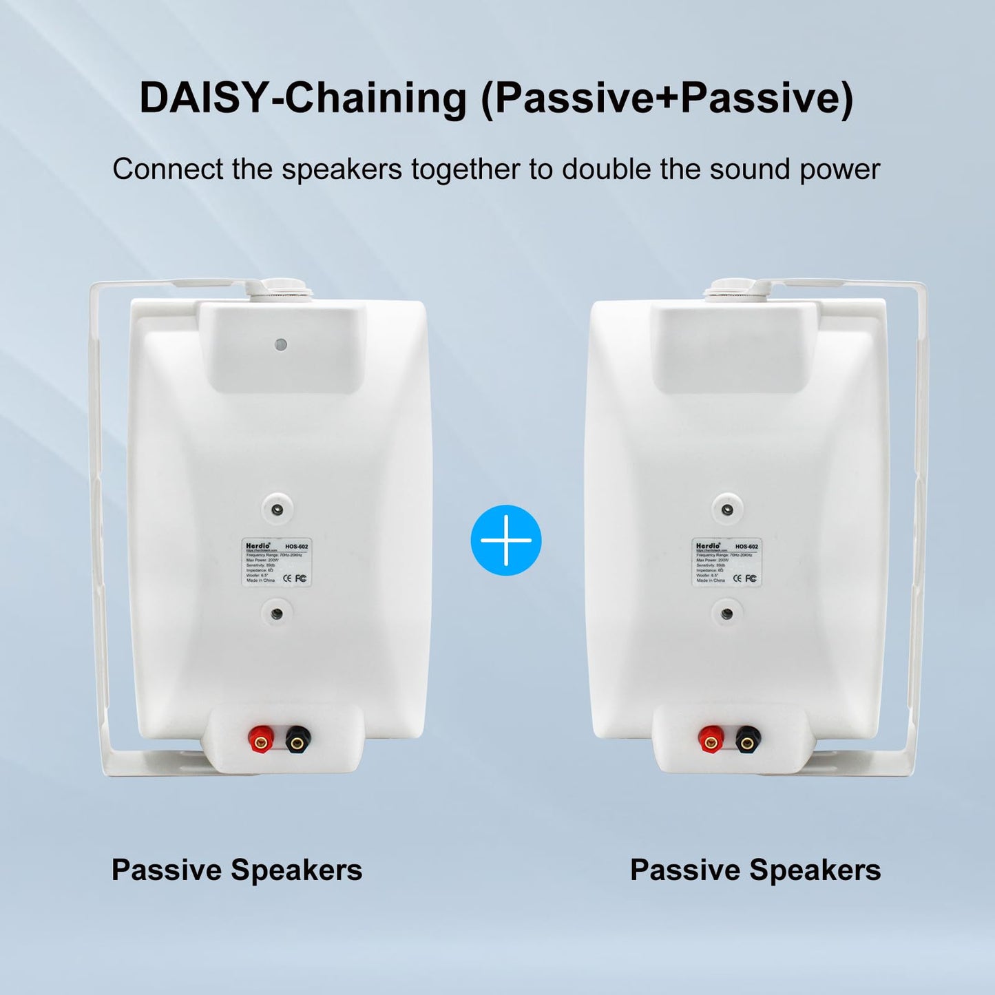 Herdio 6,5 Pulgadas Bocinas para Exterior, 400W Altavoces para Exteriores, Impermeable, Amplia Cobertura De Sonido Estéreo, para Patio, Terraza, Patio Trasero (Blanco)