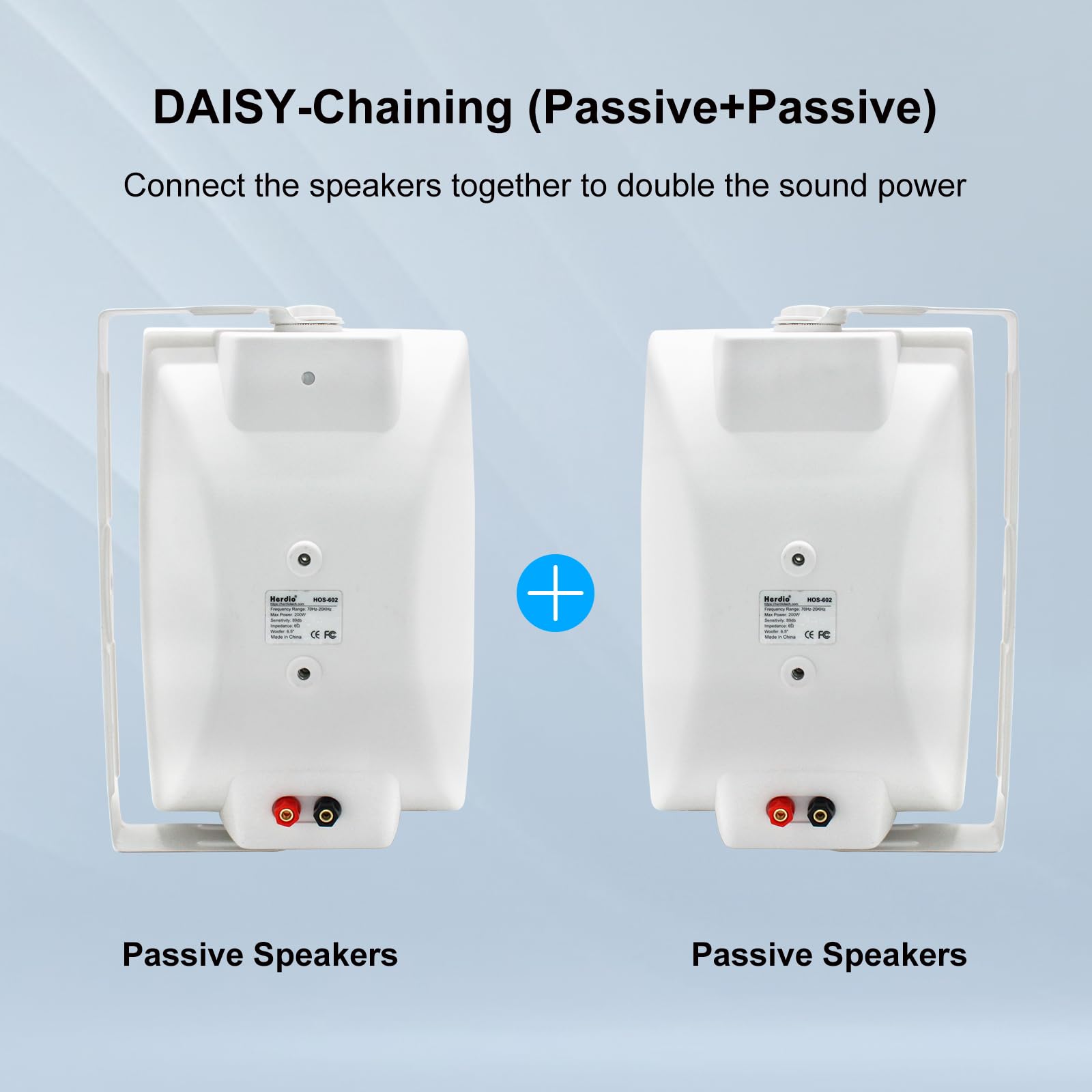 Herdio 6,5 Pulgadas Bocinas para Exterior, 400W Altavoces para Exteriores, Impermeable, Amplia Cobertura De Sonido Estéreo, para Patio, Terraza, Patio Trasero (Blanco)