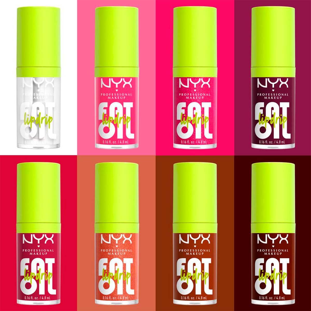 NYX Professional Makeup, Fat Oil Lip Drip Gloss, 4.8ml. Tono: News Feed. Brillo labial hidratante con efecto jugoso hasta por 12 horas. Infusionado con aceite de aguacate, mora y frambuesa para una sensación no pegajosa. Fórmula vegana.