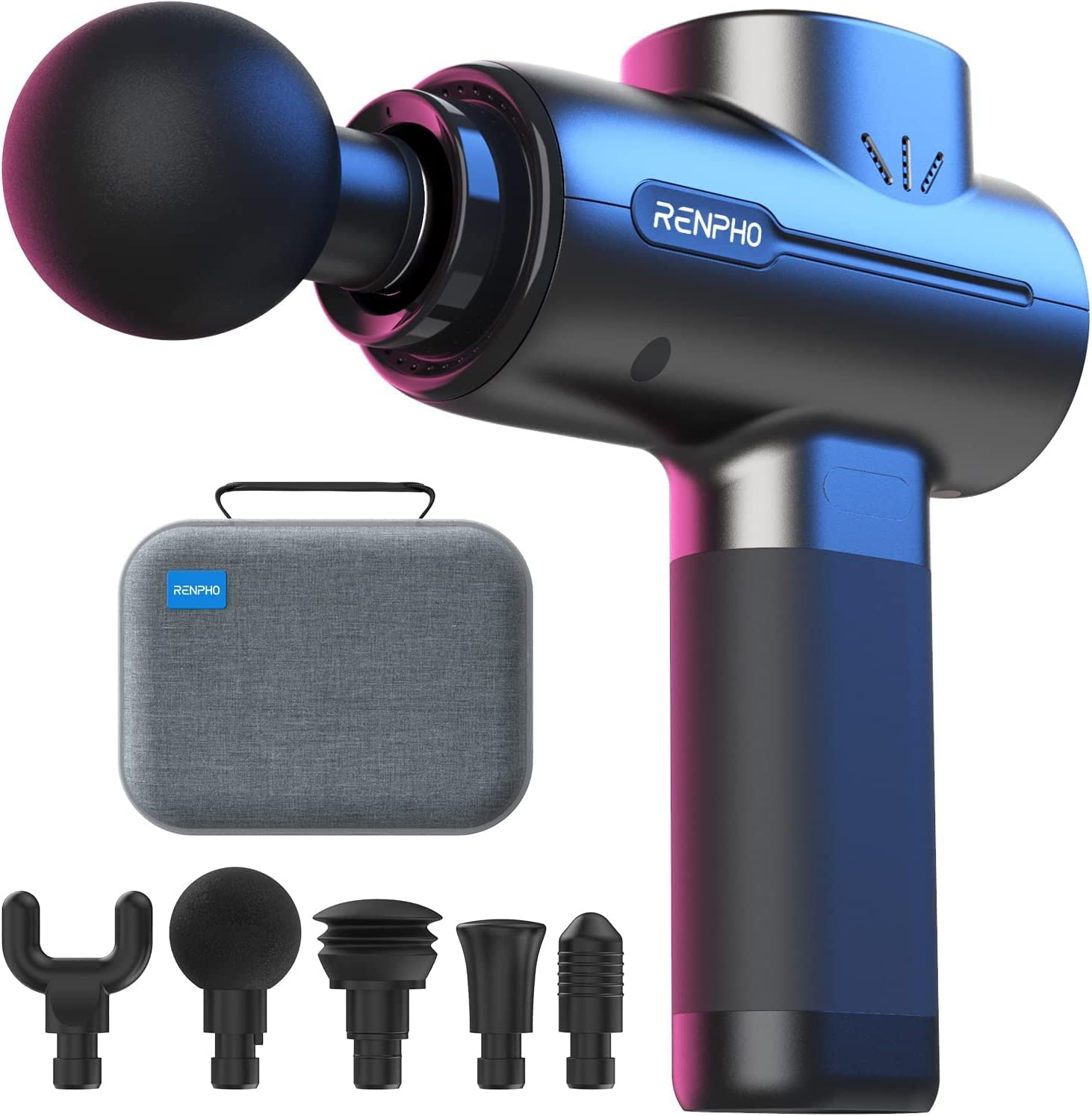 RENPHO Pistola de Masaje Masajeador Muscular Eléctrico de Percusión Massage Gun Pistola Masajeadora Muscular, Espalda Cuello Hombro y relajar el cuerpo, Regalo Para Hombre, Negro