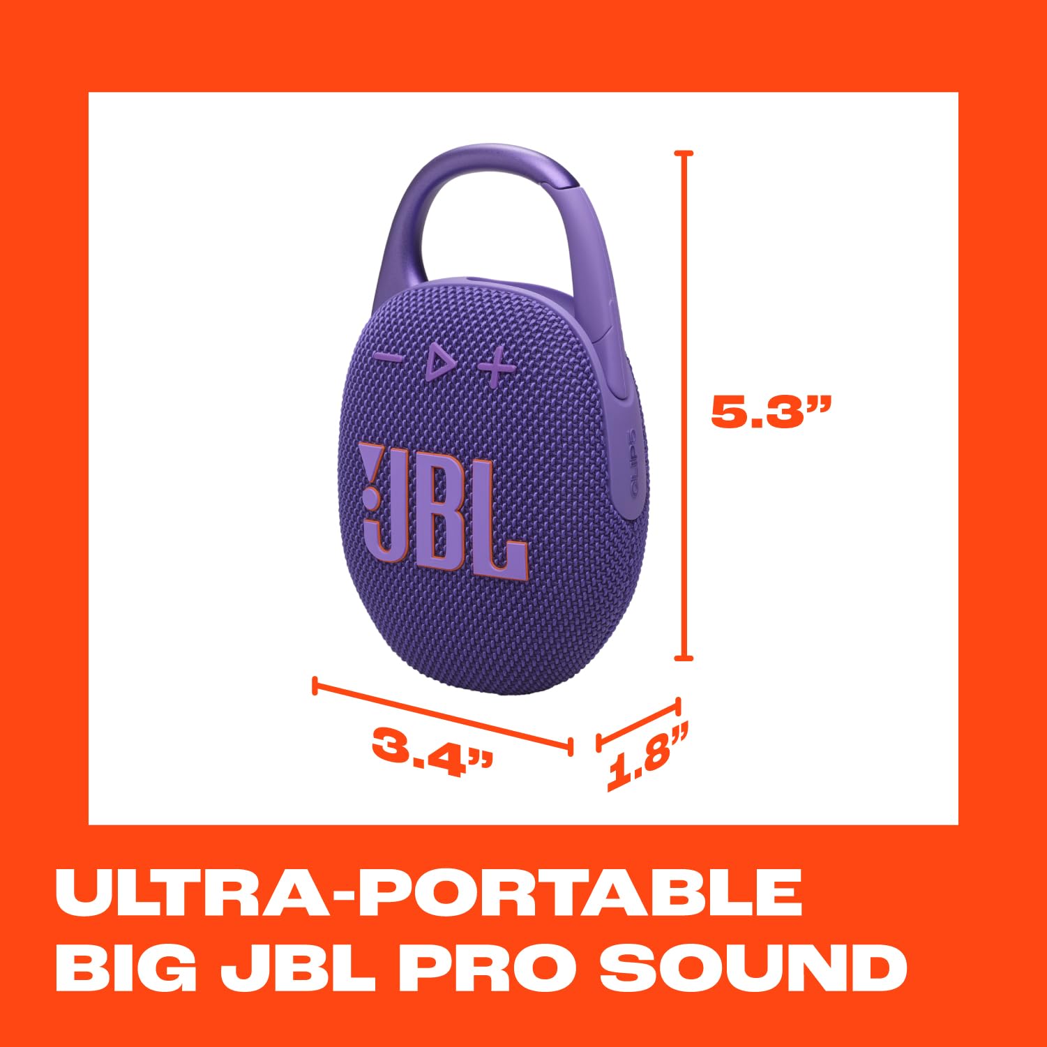 JBL Clip 5 - Altavoz Bluetooth ultraportátil, Impermeable y a Prueba de Polvo, Sonido Big Pro con Graves impactantes, mosquetón Integrado, hasta 12 Horas de Juego, Fabricado en Parte con Materiales