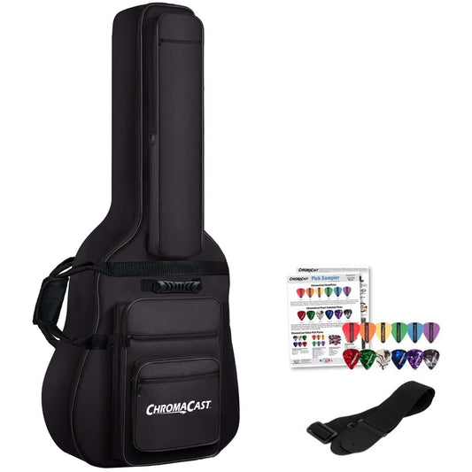 ChromaCast Acoustic Guitar 6-Pocket acolchado Gig Bag con correa de guitarra y muestra deselección