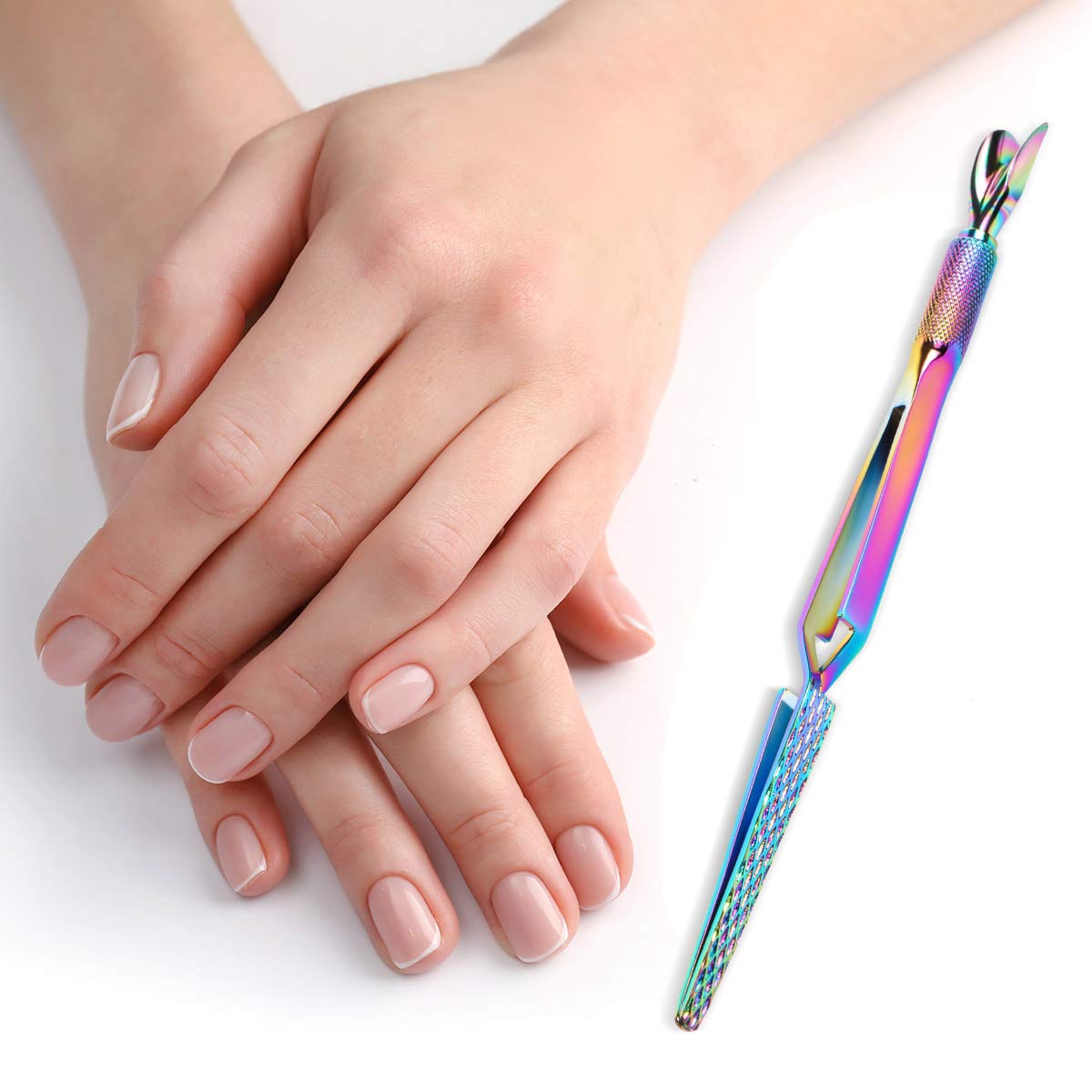 2 herramientas de arte de unas coloridas de acero inoxidable para pellizcar cuticulas - Pinzas multifuncion para moldear unas postizas herramienta de manicura
