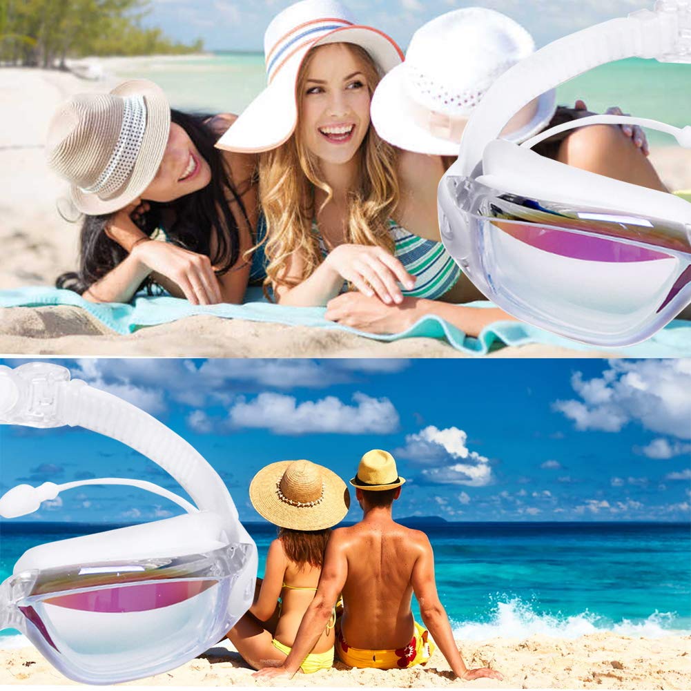 Gafas de Natación Sebami Blancas Protección UV Antivaho Ajustables para Adultos y Niños