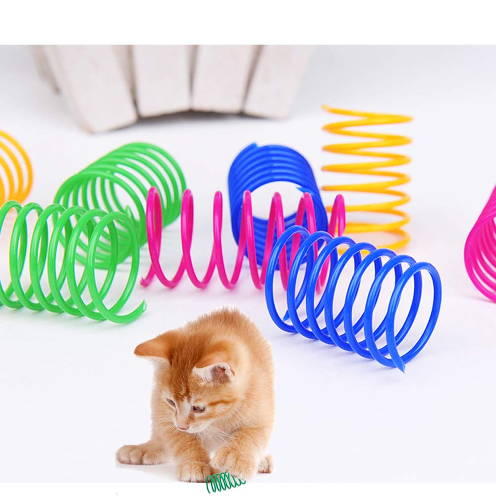 MICOKA - Muelles de muelle para gato (60 unidades), diseño de gato y gatitos en espiral para golpear, morder, caza y juego saludable activo (color al azar)