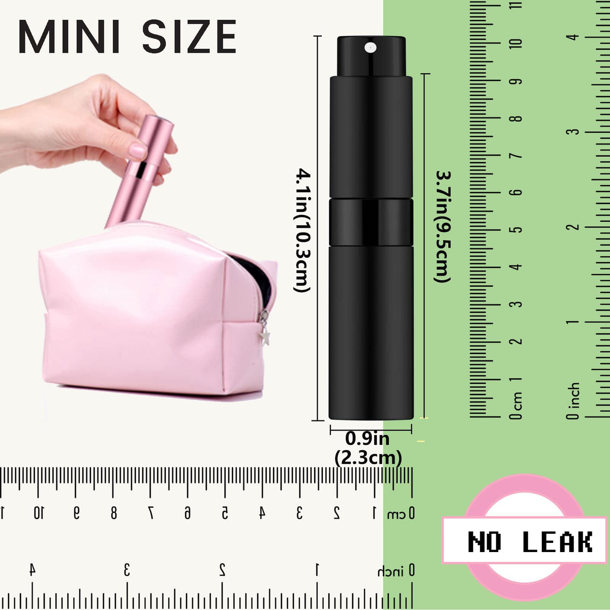 Mozzafiato Mini atomizador de perfume portátil de 8 ml, botella de spray vacía rellenable, botellas de perfume de viaje para Colonia (negro mate)