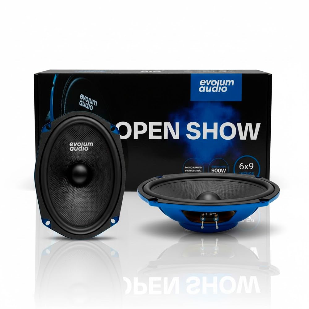 Evolum Audio - Kit Bocinas Medio Rango - Sonido Claro y Potente - Cono de Papel de Titanio - Potencia RMS de 150 W - Materiales de Calidad - Fácil Instalación - Modelo Open Show (6x9 in)