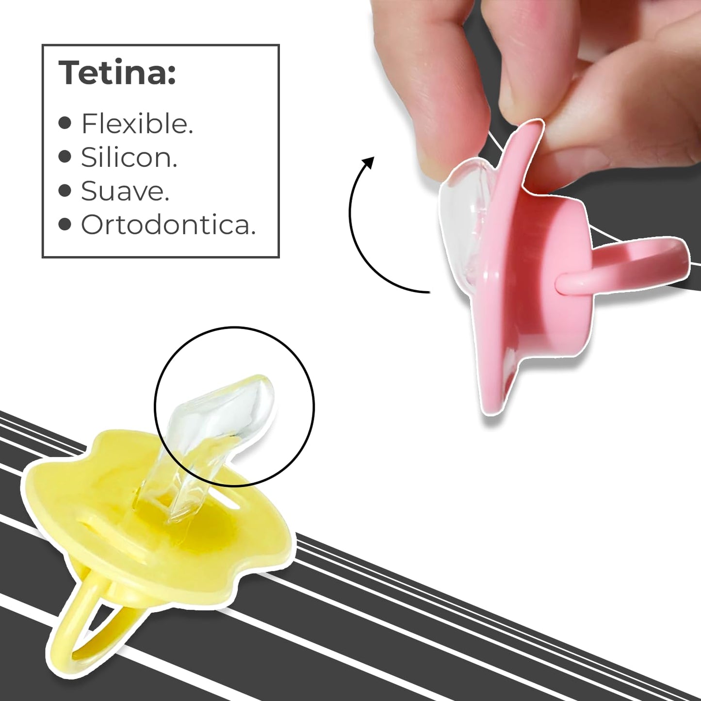 Chupón Ortodóntico Desarrolla Sentidos de tu Bebé con Tapa Protectora, Dibujos Animados, 1m+ (Rosa - Conejito)
