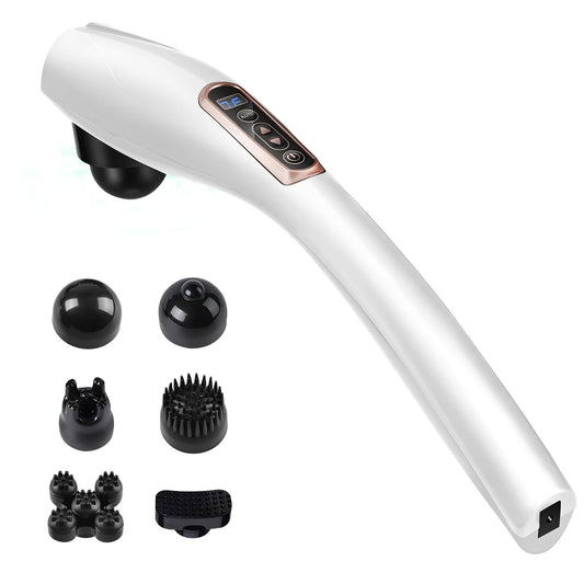 Yostyle Masajeador de Espalda, Masajeador de Mano con vibración de Tejido Profundo, Intensidad Ajustable, 10 velocidades y 12 Modos, Masajeador Muscular calentado para Espalda, Cuello, Hombros, piernas