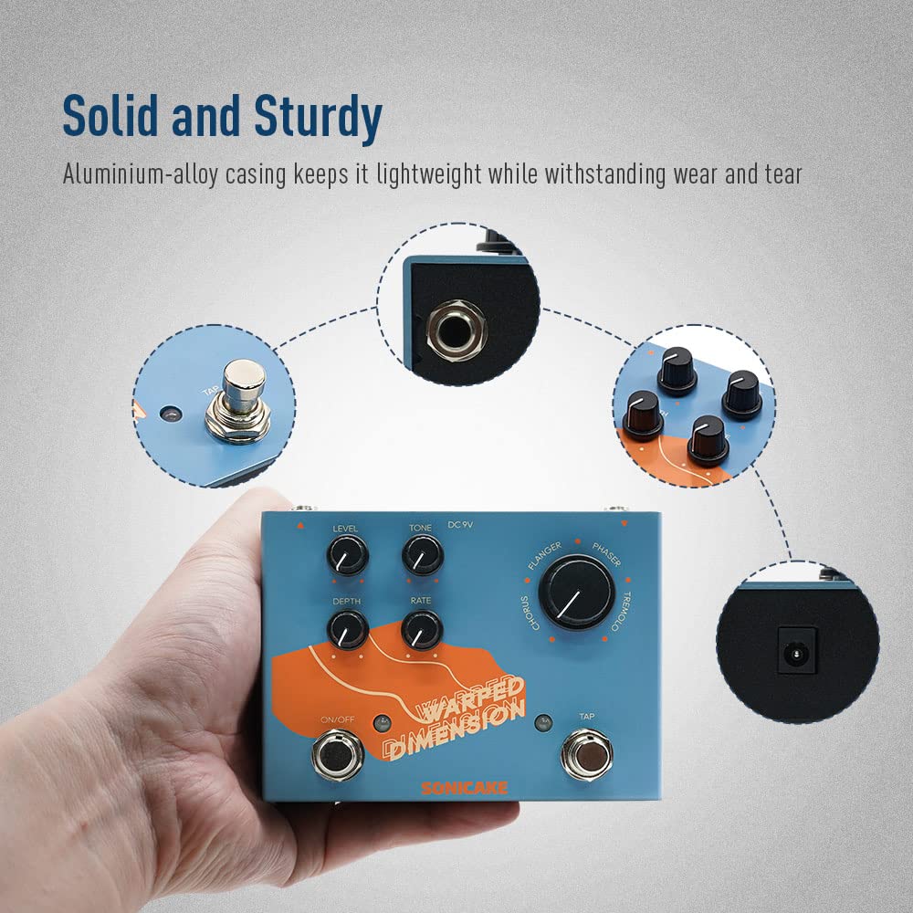 Pedal de Efectos de Guitarra SONICAKE Modulación Warped Dimension 4 Modos
