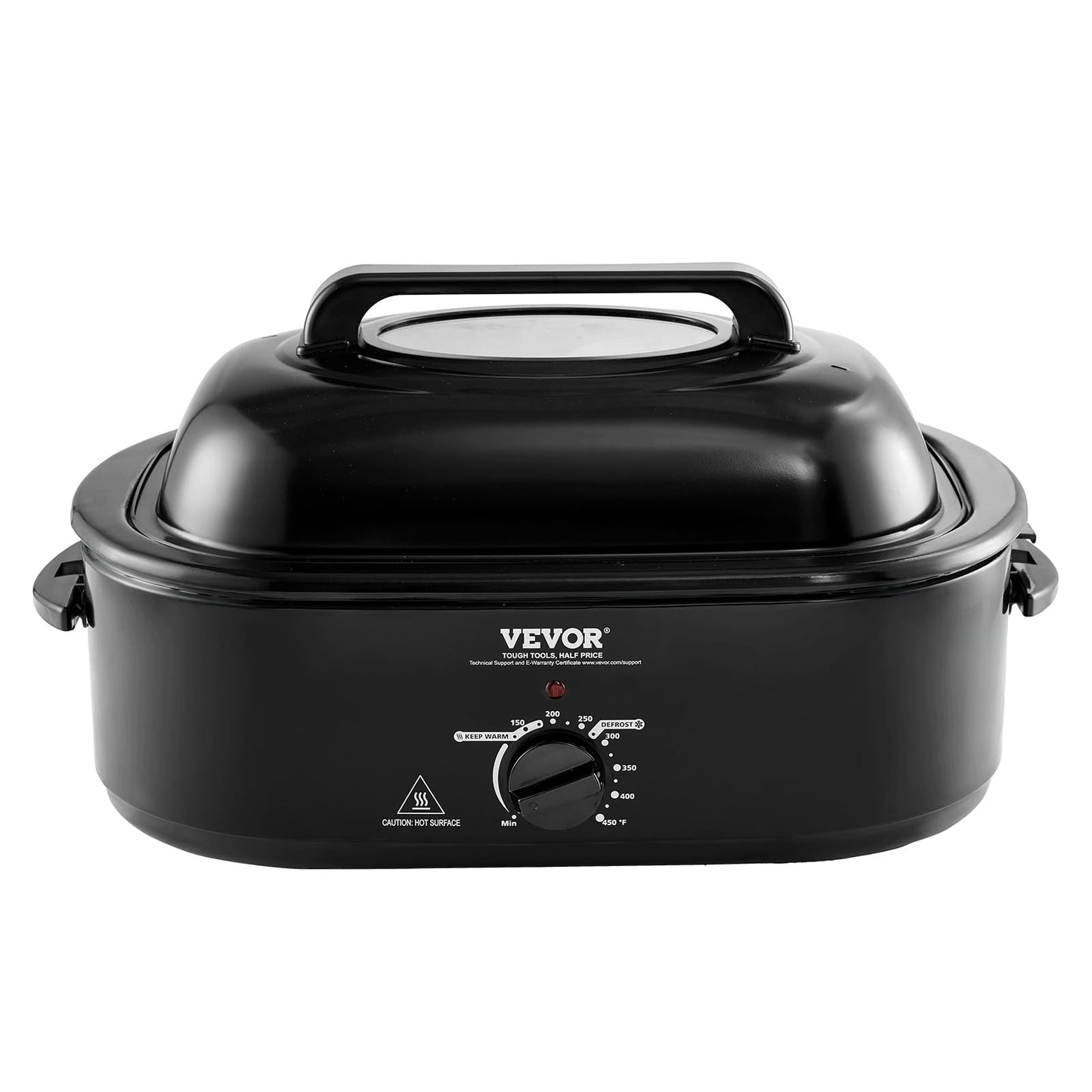 Horno Tostador Eléctrico VEVOR Negro Vidrio Templado 20 Cuartos 1450 W