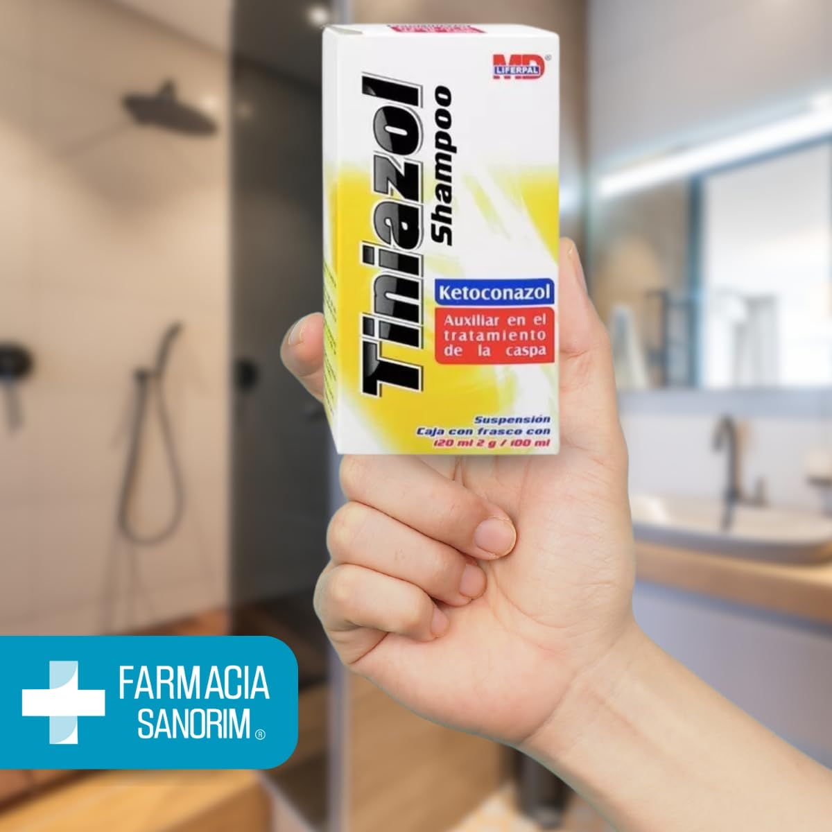 Tiniazol Ketoconazol Shampoo 2 g / 100 Botella con 120 mL Shampoo para la Caspa Seborrea Alopecia Dermatológico MD Liferpal Laboratorios Pack (2)