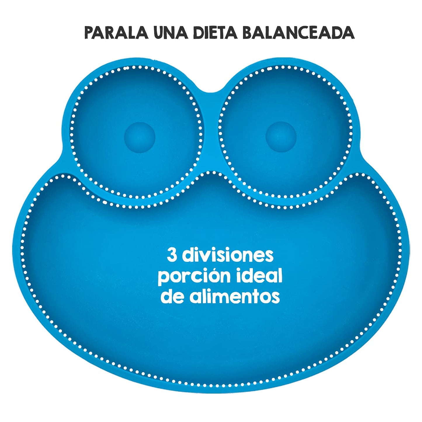 BBERIZOS Plato Antideslizante de Silicon, Cuchara Suave Encías para Bebé, Set Alimentación Complementaria de Silicona, Platos para Bebé con Divisiones, Vajilla para Niños Grado Alimenticio, Charola Silicon Alimentos Sólidos y BLW (Azul)