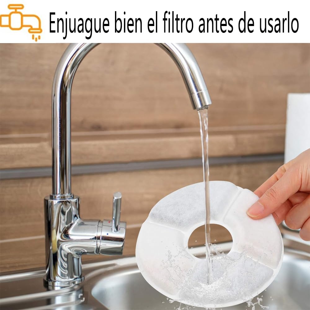Filtros de Agua para Fuente de Gatos con Sistema de Triple Filtración y Carbón Activado 8 Paquetes