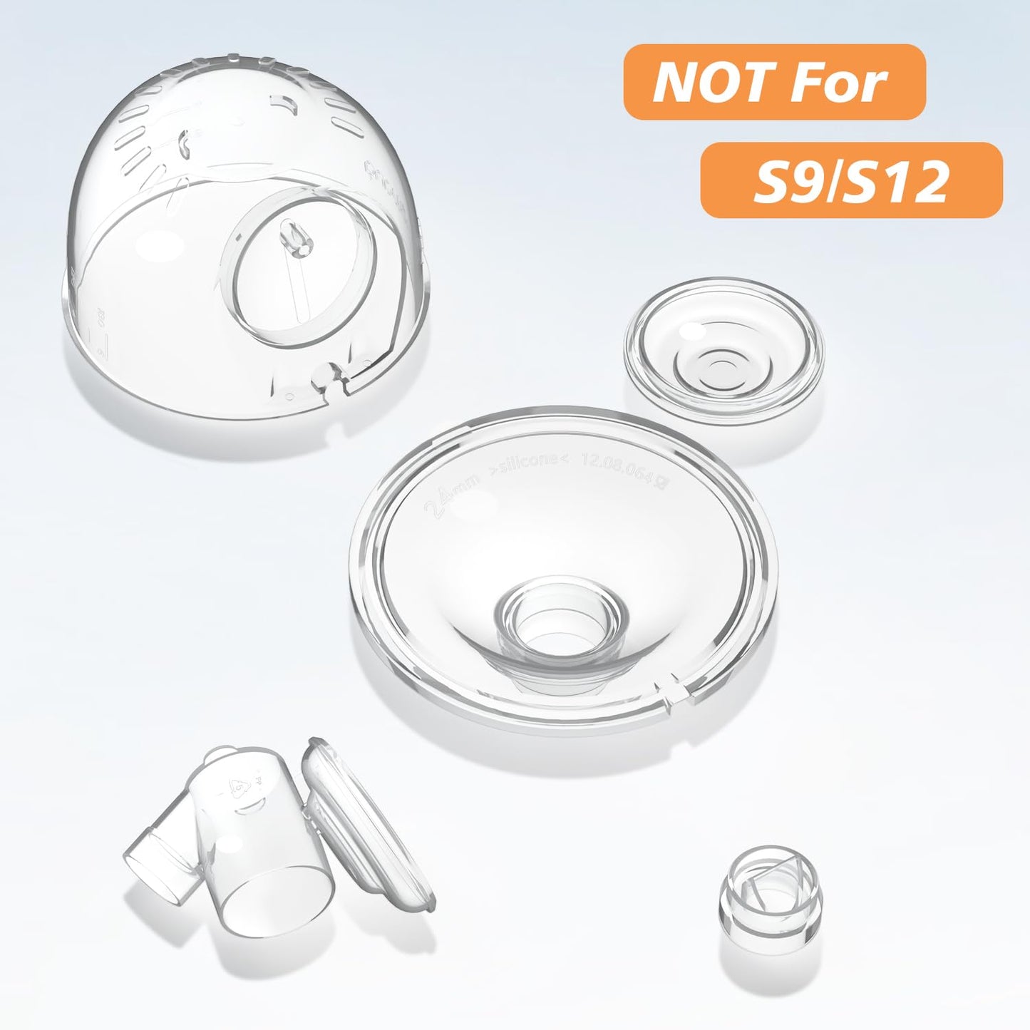 Juego completo de vasos colectores de leche compatible con Momcozy S12 Pro/S9 Pro - Extractor de leche manos libres portátil, válvula de pico de pato para piezas originales S9 Pro/S12 Pro (no para