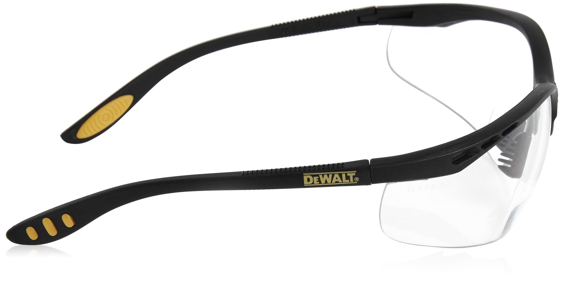 Dewalt DPG59-110C Refuerzo Rx-Bifocal 1.0 Lente transparente de alto rendimiento anteojos de seguridad con patillas de goma y funda protectora para anteojos