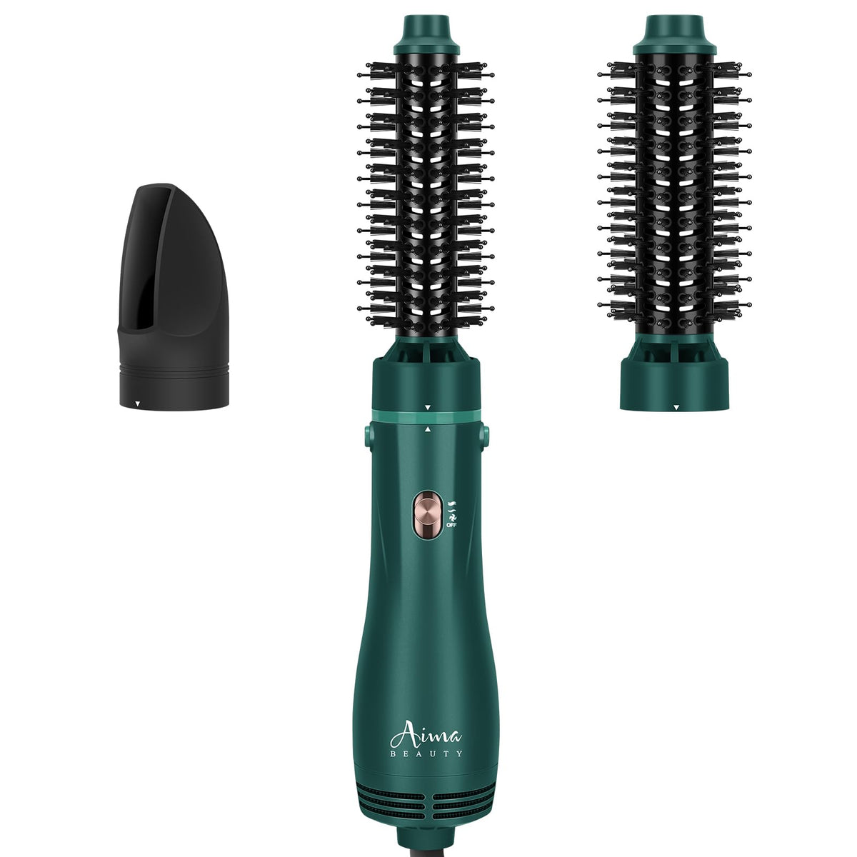 Juego de Cepillos Secador Aima Beauty Negro 4 en 1 Barril Redondo 1 Pulgada para Cabello Corto a Mediano