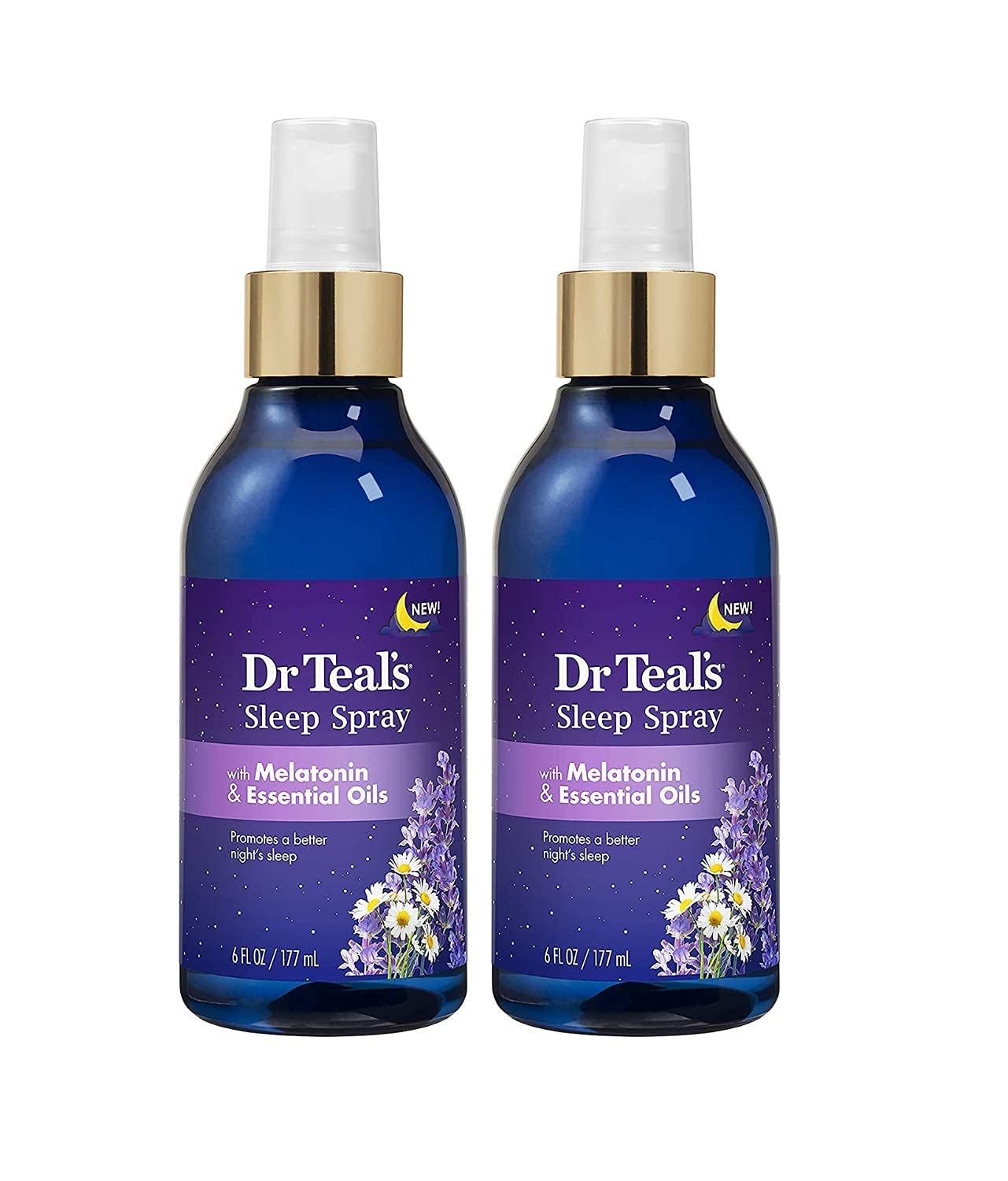 Spray para Dormir Dr Teal's Lavanda y Manzanilla con Melatonina 6 Onzas Paquete de 2