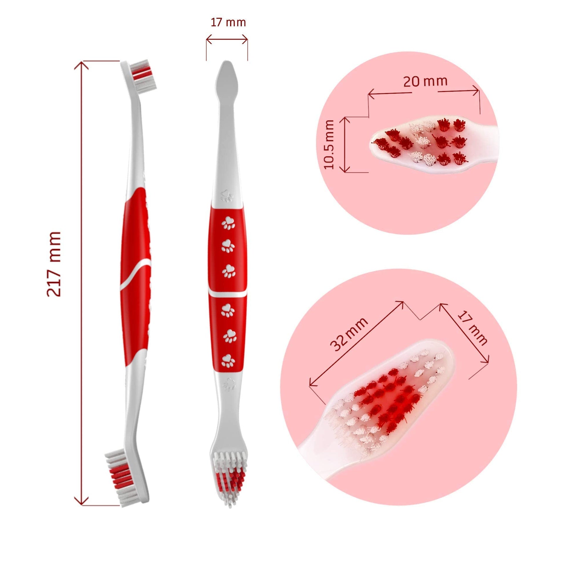 Cepillo de dientes para perros y gatos con cerdas suaves, fácil limpieza de dientes y cuidado dental, cepillo de dientes de doble cabeza antideslizante para perros – Elige tu paquete (paquete de 1)