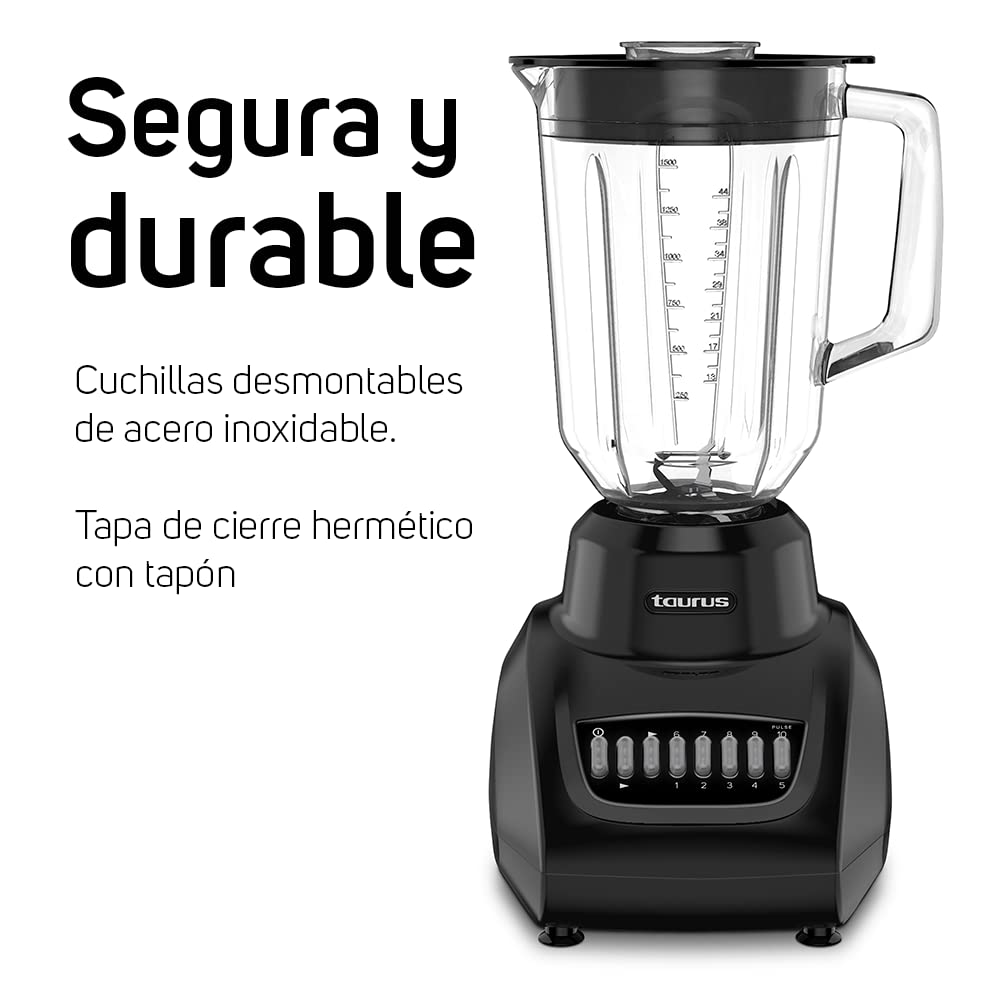Licuadora Taurus Vitra Vidrio 1.5L 550 Watts 10 Velocidades más 4 Pulsos
