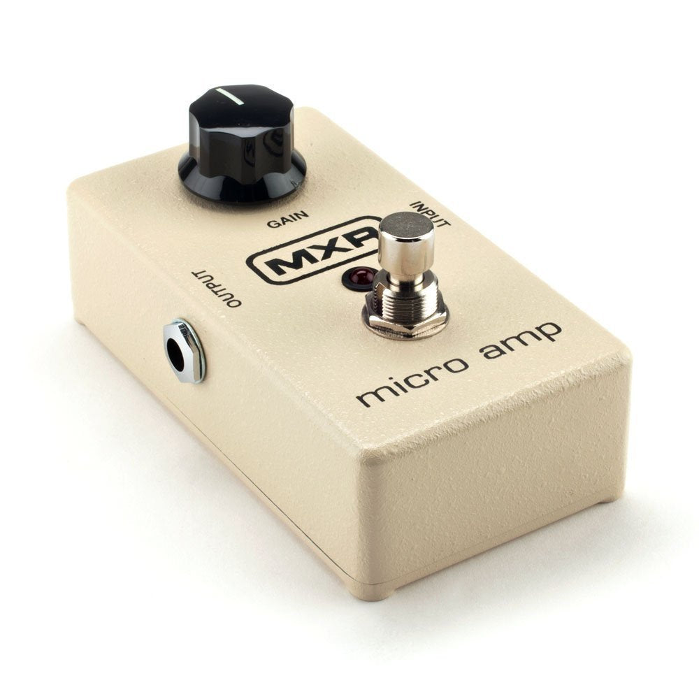 Pedal de Efectos MXR Booster M133 Blanco con Fuente de Alimentación y Púas Dunlop para Guitarra