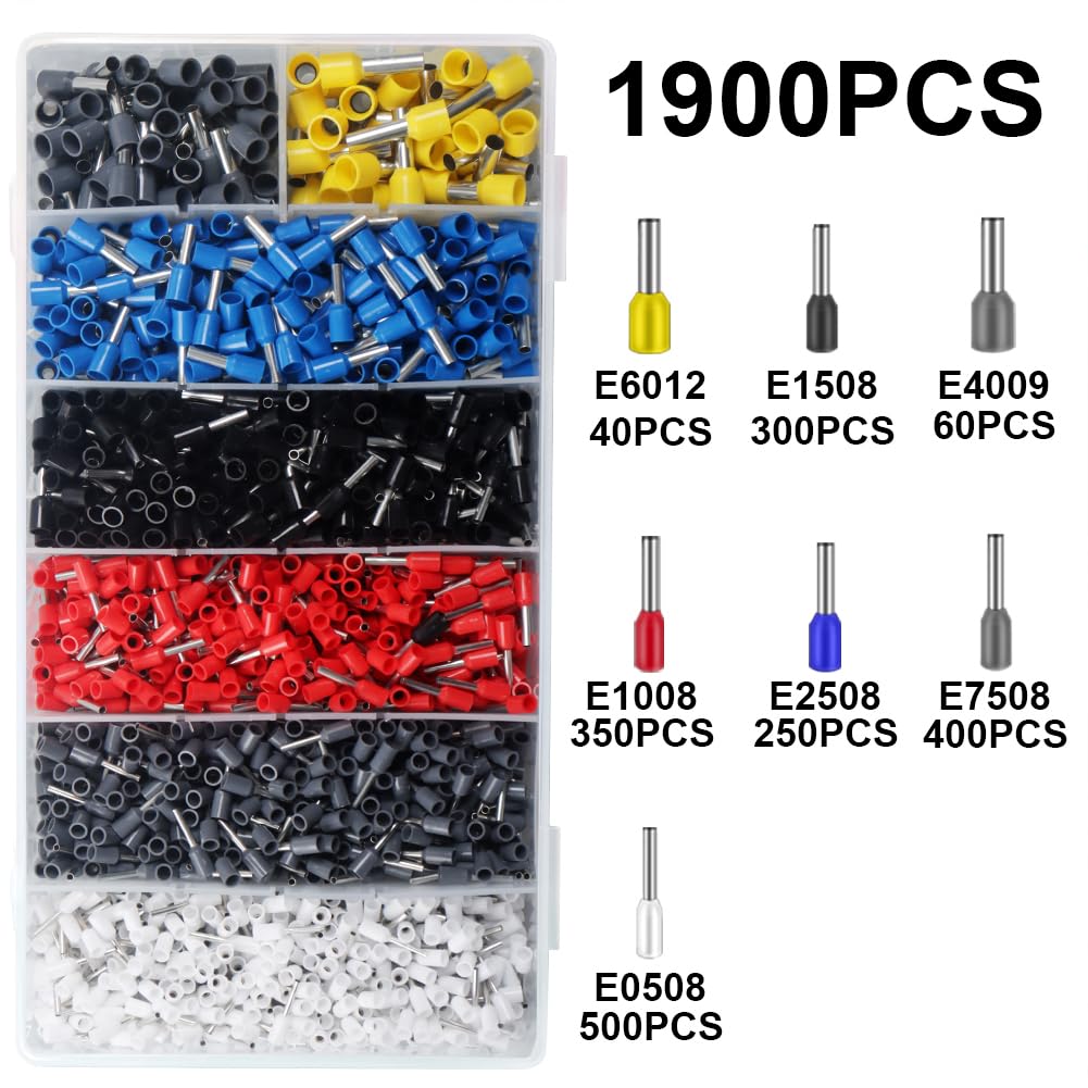 Juego de Crimpadora WOZOBUY Negro con 2000 Piezas de Terminales para Cables Eléctricos